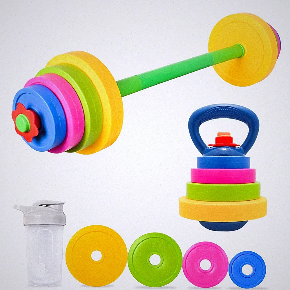 Kasebro Toddler Weights Gym Set Barbell Kettlebell Kids Fitness Gift Toy