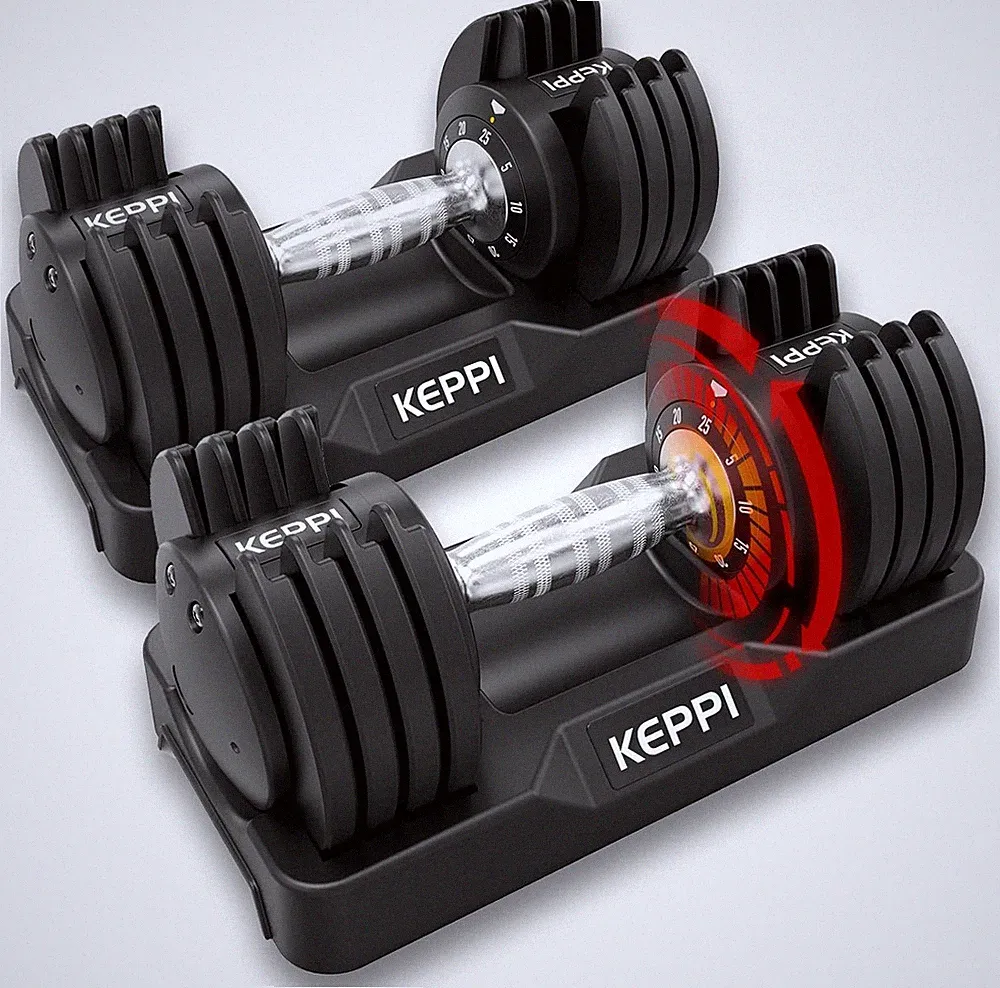 Keppi Adjustable Dumbbells Set-25Lb/40Lb/55Lb/60Lb, Anti-Slip Metal Fast Adjust