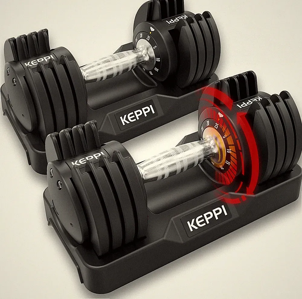 Keppi Adjustable Dumbbells Set-25Lb, Anti-Slip Metal Fast Adjust