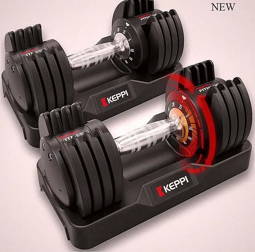 Keppi Adjustable Dumbbells Set, 25LB-Pair, Adjustable Dumbbell Series
