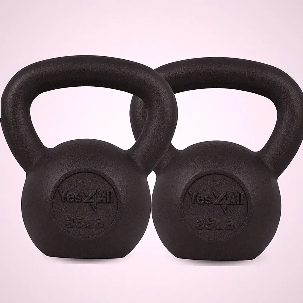 Kettlebell 35lb Set of 2 Cast Iron Dumbbell Weight Gym Fitness Yes4All Weights