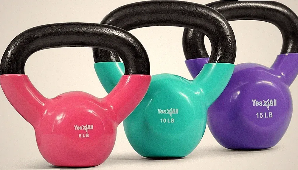 Kettlebell Set Vinyl Coated Weights Combo for Full Body Workout Equipment 5-15lb
