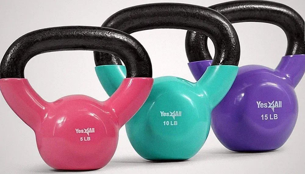 Kettlebell Set Vinyl Coated Weights Combo for Full Body Workout Equipment 5-15lb
