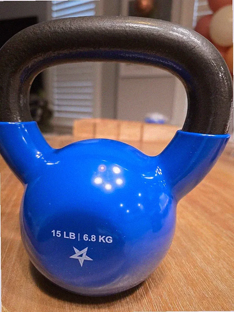 Kettlebells Vinyl Coated Cast Iron Dumbbell Weights Exercises Gym 15LB Dark Blue