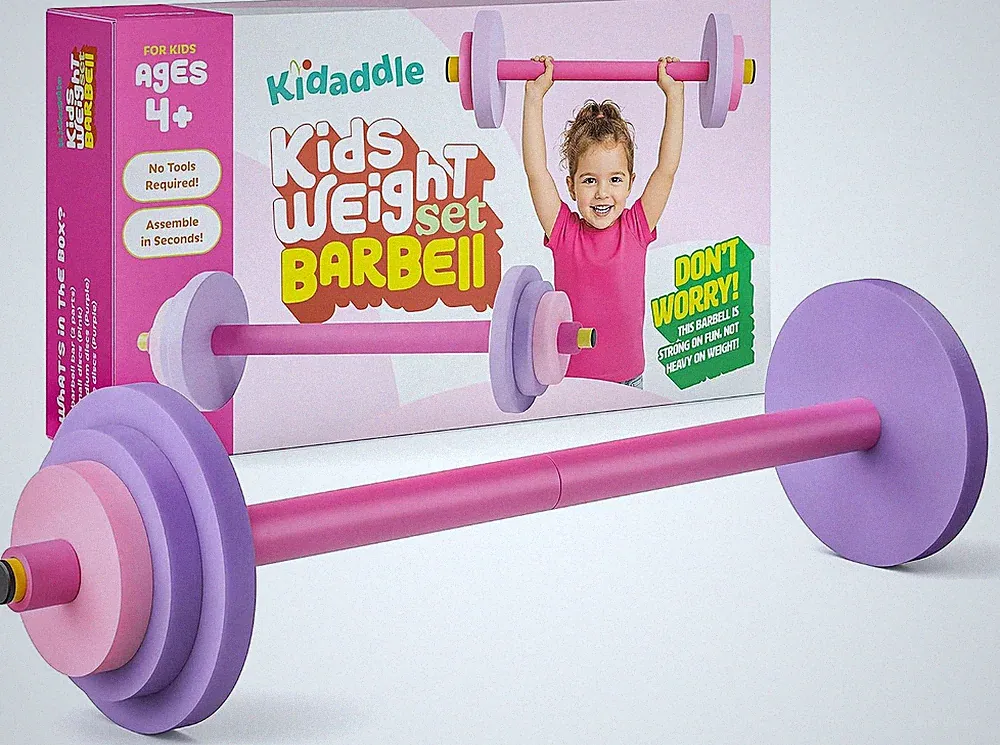 Kids Barbell Weight Set, Toy Workout Equipment, Kid Weights for Exercise, Toddle