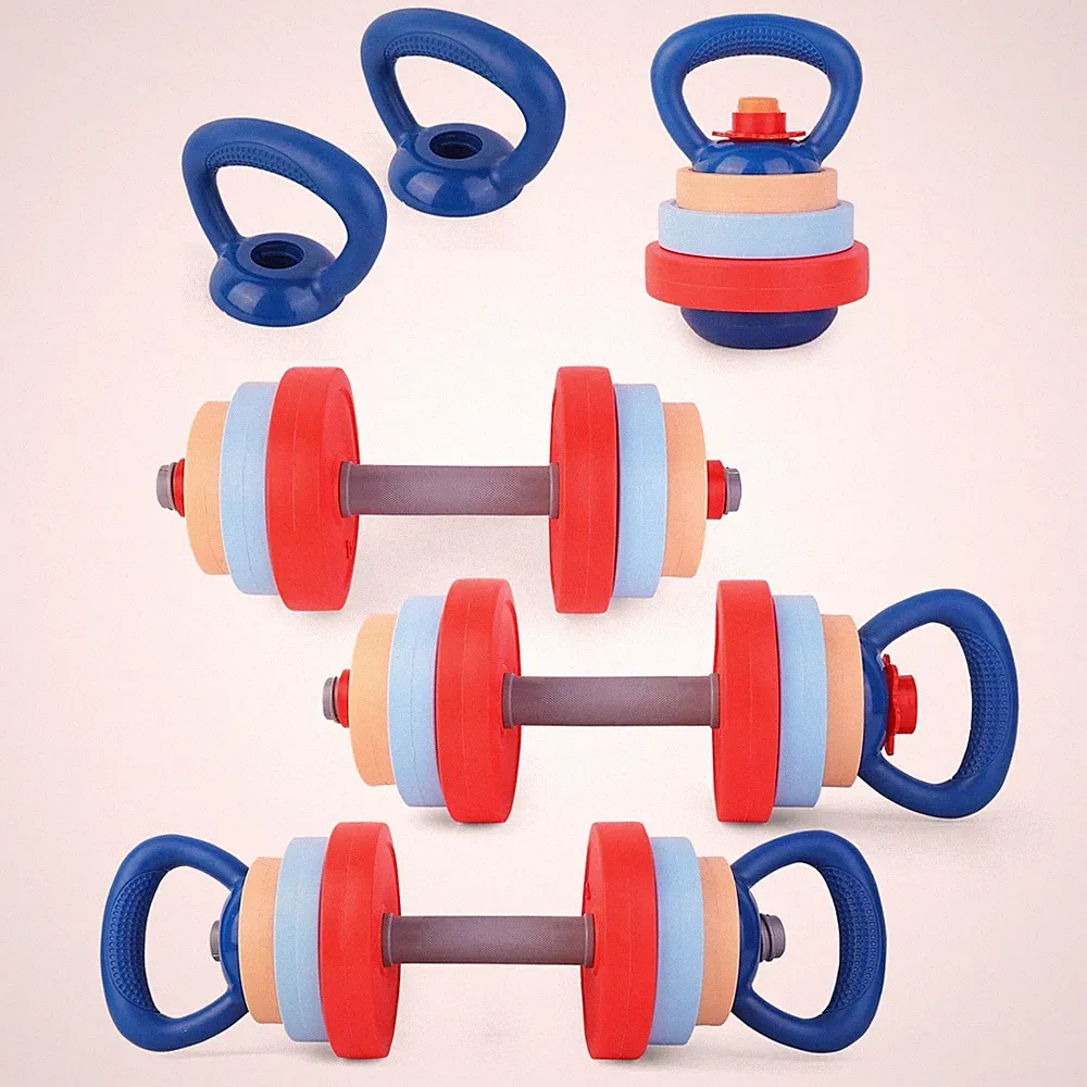 Kids Exercise Equipment With 2 Dumbbells and Kettlebell - Adjustable Workout...