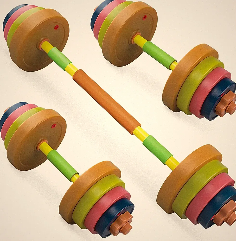 Kids Exercise Weight Set, Barbell and Dumbbell Workout Equipment, Toddler Beginn