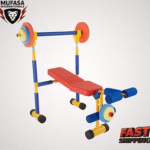 Kids Weight Bench Set - Toddler Gym for Beginner Exercises and Weightlifting