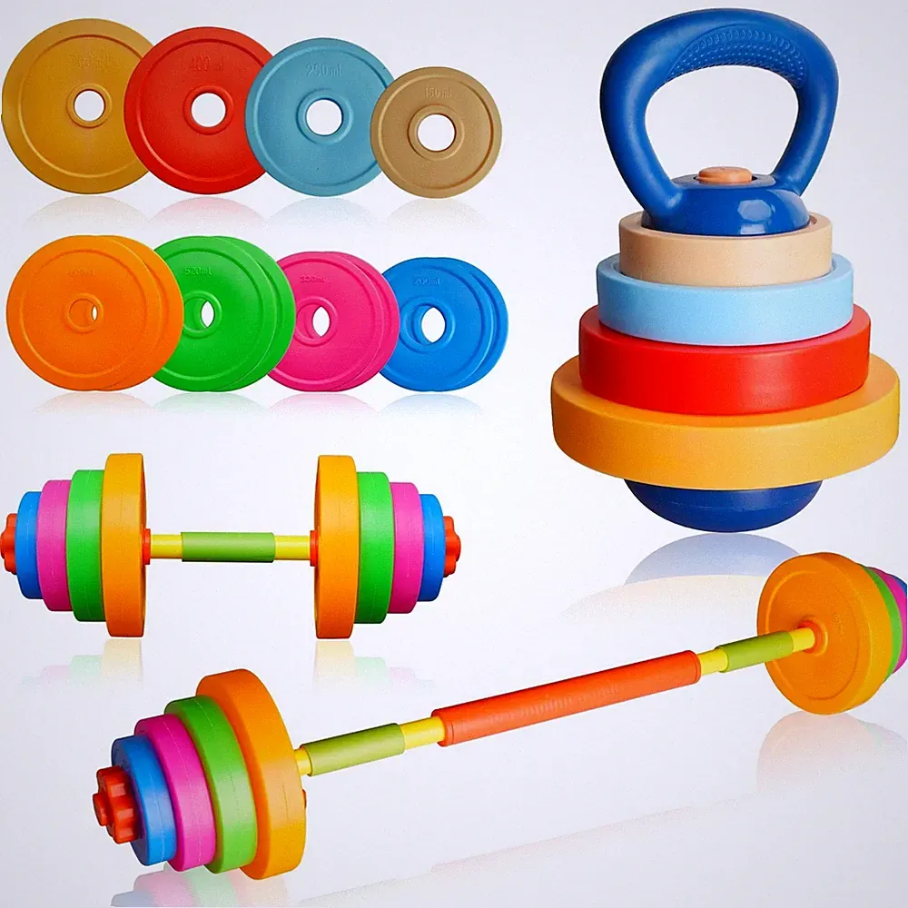 Kids Weight Set Adjustable Toddler Workout Toy Equipment Barbell Dumbbell Ket...