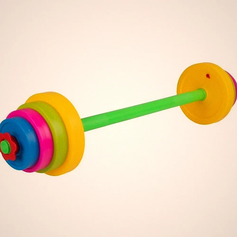 Kids Weight Set - Barbell and 8 Adjustable Plates for Ages 3 and Up