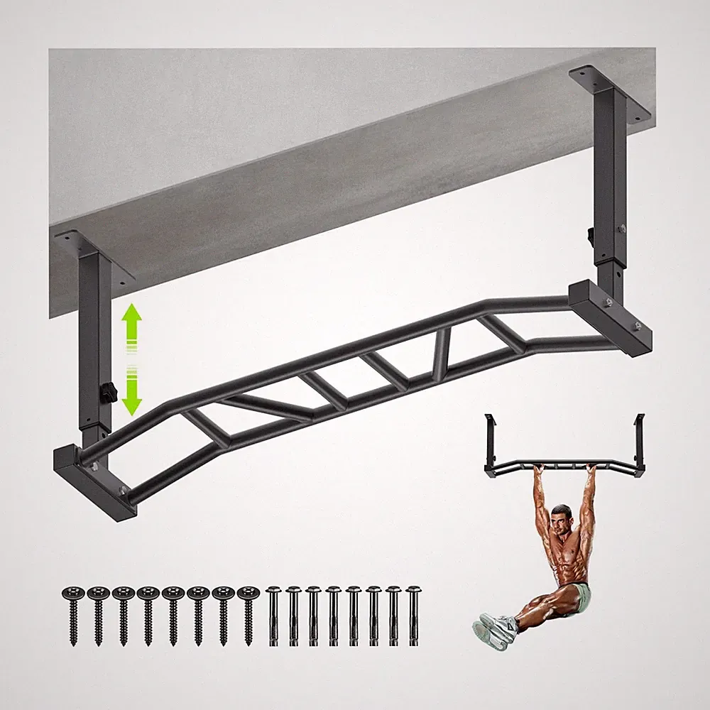 Kipika 48" Ceiling Mounted Pull Up Bar, Heavy Duty Multi-Grip Chin Up Bar,Mou...