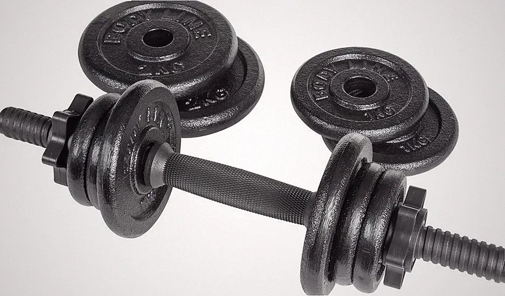 Kit Handlebar Vinyl With Ghiera And Discs Cast Iron - Total 10kg - Gym