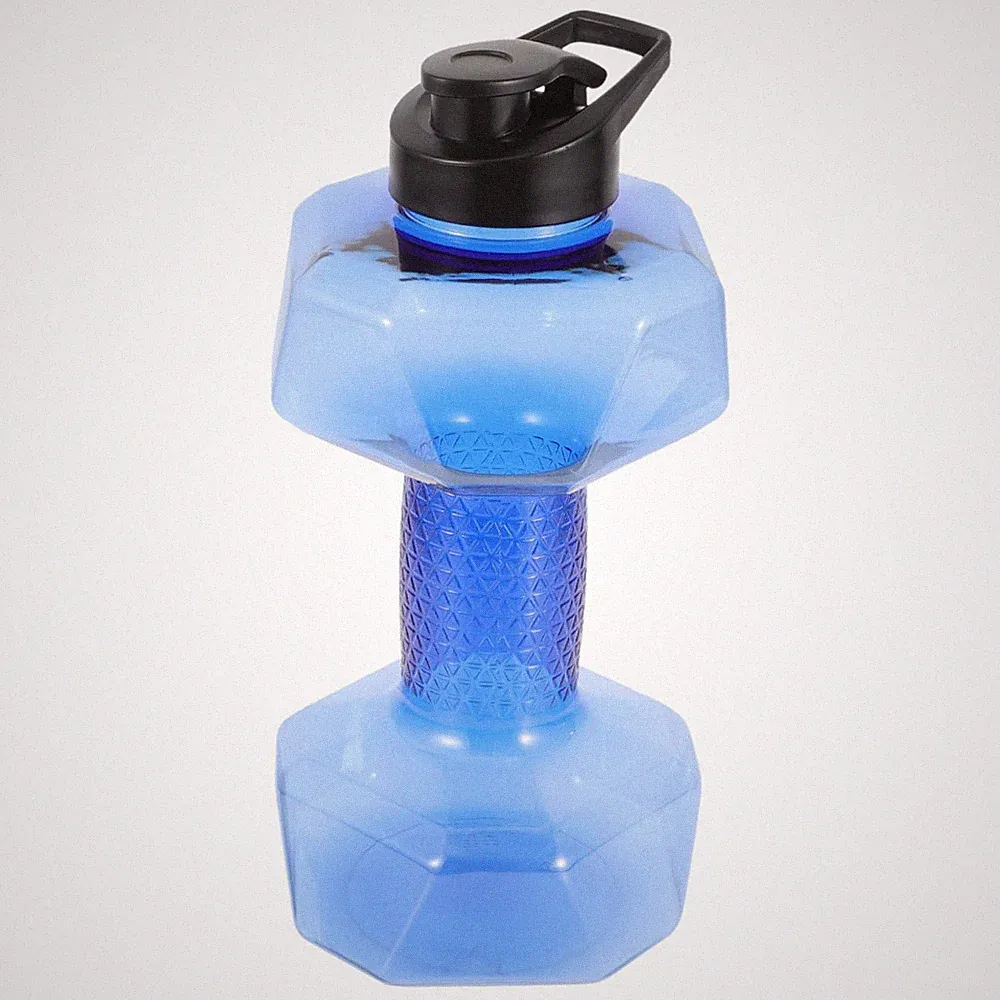 Large Capacity Dumbbell Water Bottle 1L Fitness Kettle for Gym Workout Lightw...
