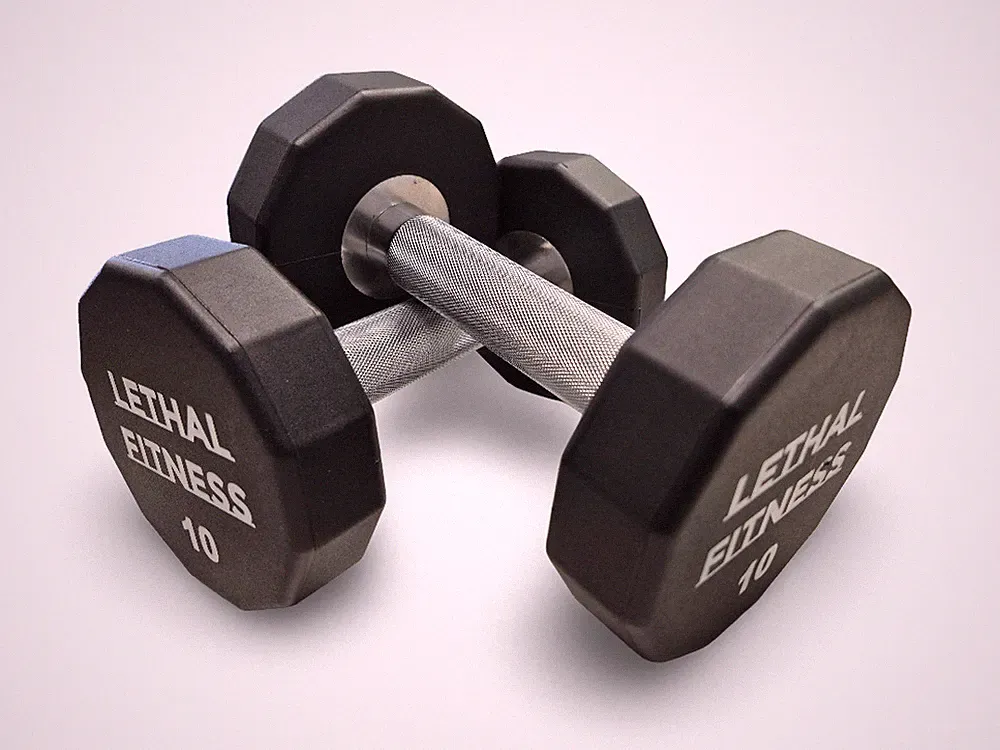 Lethal Fitness 12-Sided Urethane Dumbbell Set, 5-50 lb