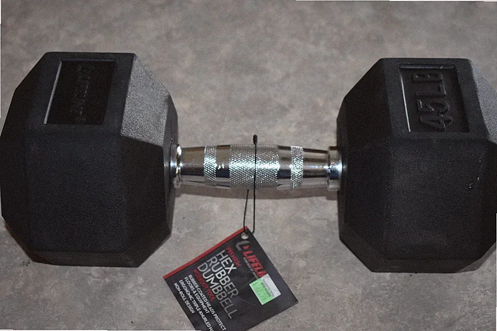 LIFELINE RUBBER HEX 45LBS DUMBBELL (SINGLE)