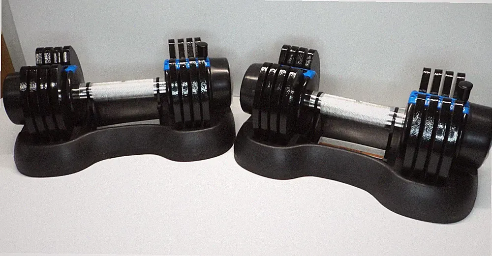 Lifepro 25 lbs Adjustable Dumbbell Weight Set on Rack w/Quick Adjust~Secure Grip