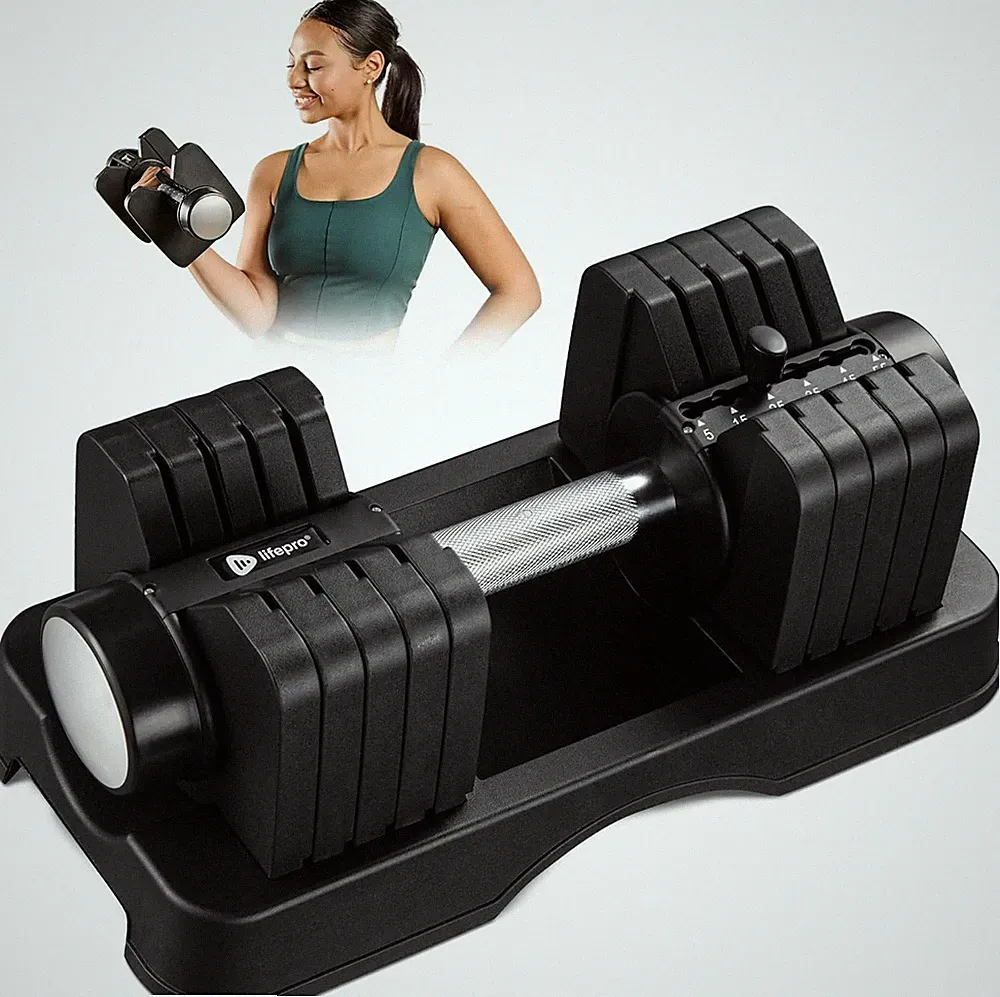 LifePro Adjustable Dumbbell Set 55lb (Single) Quick-Adjust Anti-Slip Home Gym