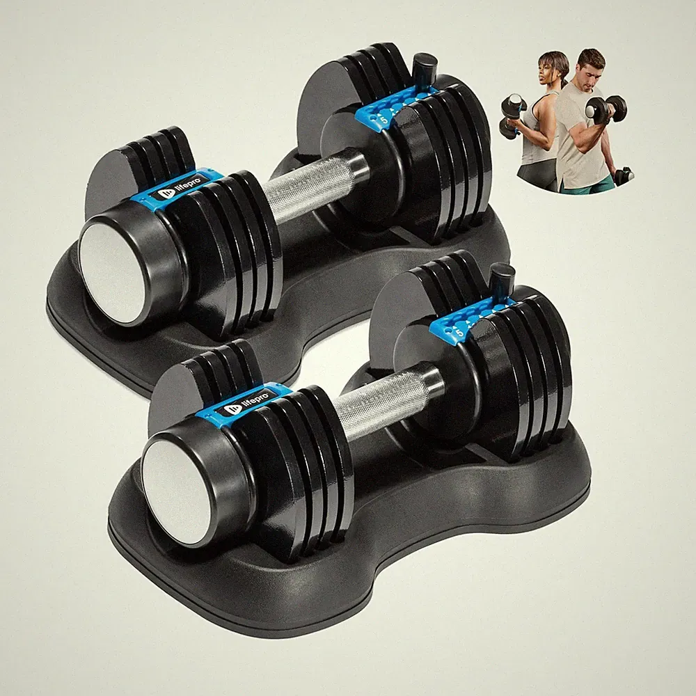 Lifepro Adjustable Dumbbells Set – 15lb, 25lb Pair or 43lb, 55lb & 90lb Si