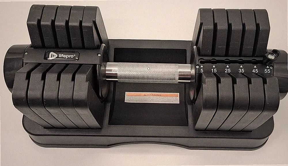 Lifepro PowerFlow Plus Adjustable Dumbbell | 5-55 lbs | Single Home Gym Weight