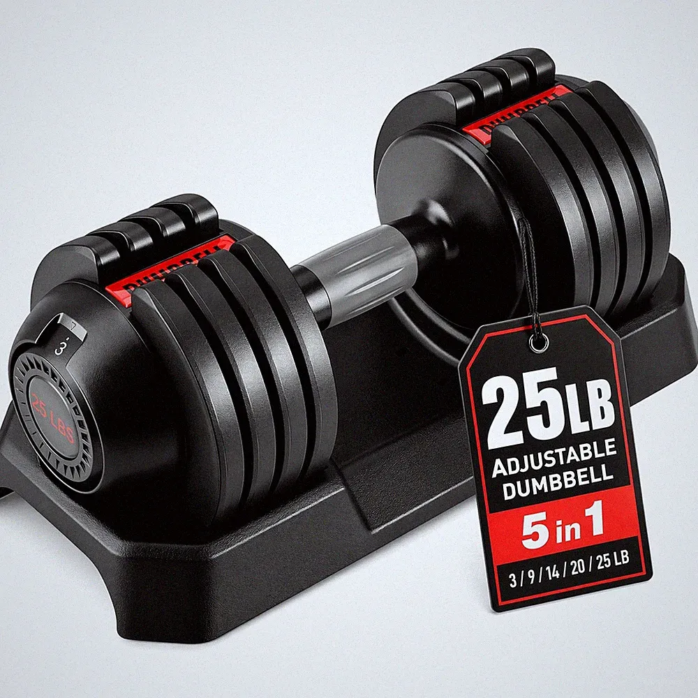 LIFERUN 25LB Adjustable Dumbbells Set/Single, 5 in 1 Weight Dumbbell with Anti-S