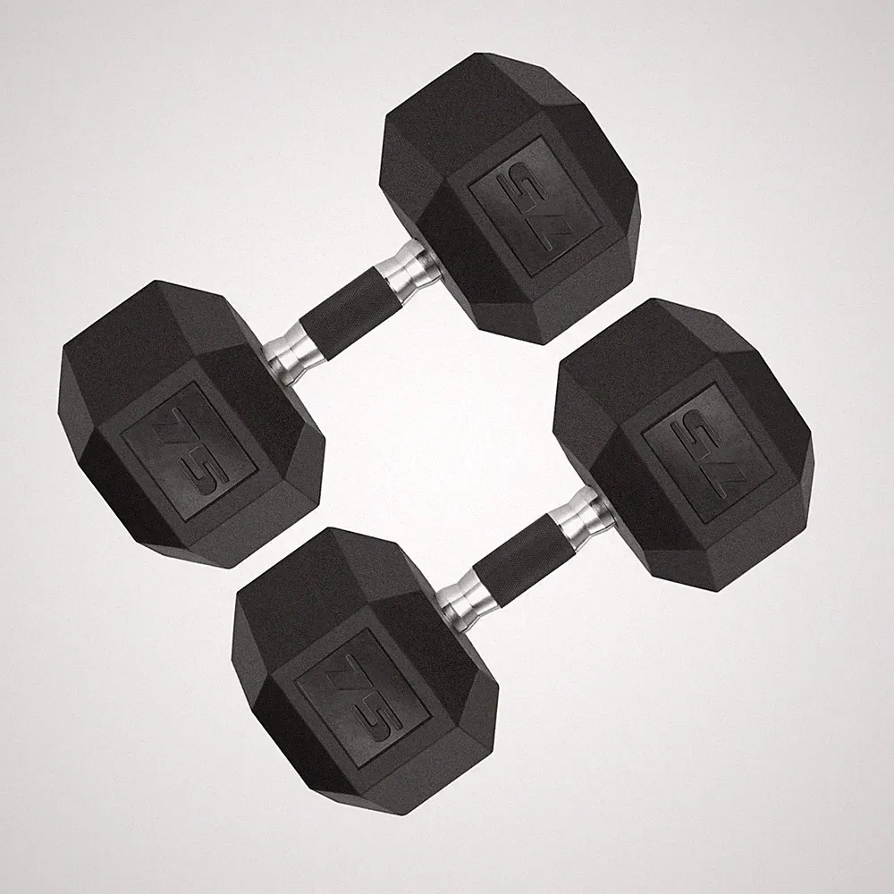 LIFERUN Rubber Grip Dumbbells Rubber Coated Cast Iron, with Anti-Slip Hex Bla...