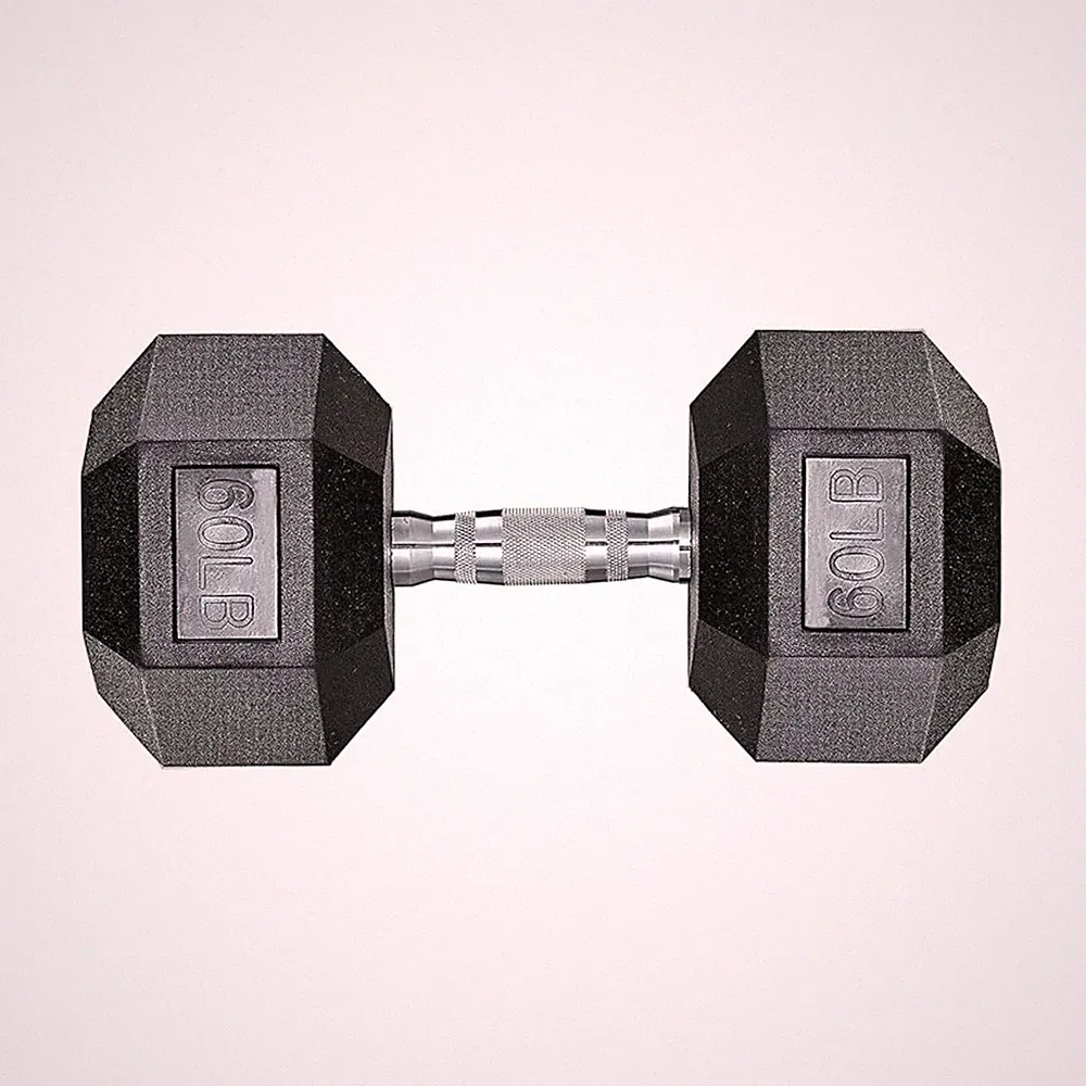 LIFERUN Single Dumbbell Rubber Coated Cast Iron Hex Black Dumbbell Free Weigh...