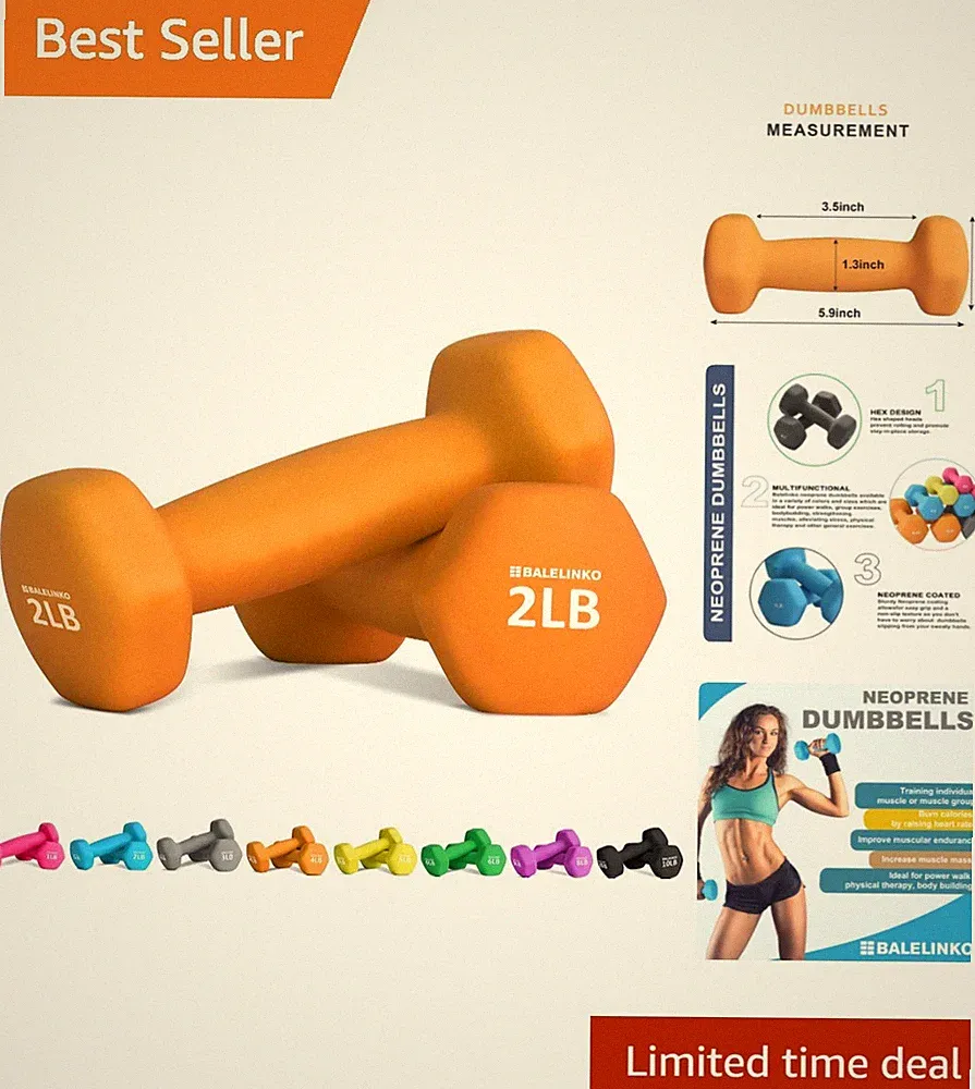 Lightweight 2 Lb Neoprene Dumbbells for Yoga, Pilates, and Strength Training