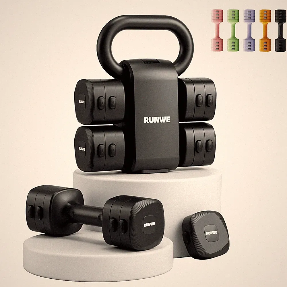 Lightweight Adjustable Dumbbell Kettlebell Set - 4 in 1 Free Weight Set with...
