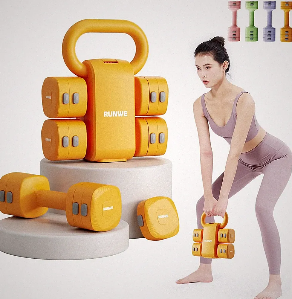 Lightweight Adjustable Dumbbell Kettlebell Set - 4 in 1 Free Weight Set with Ket