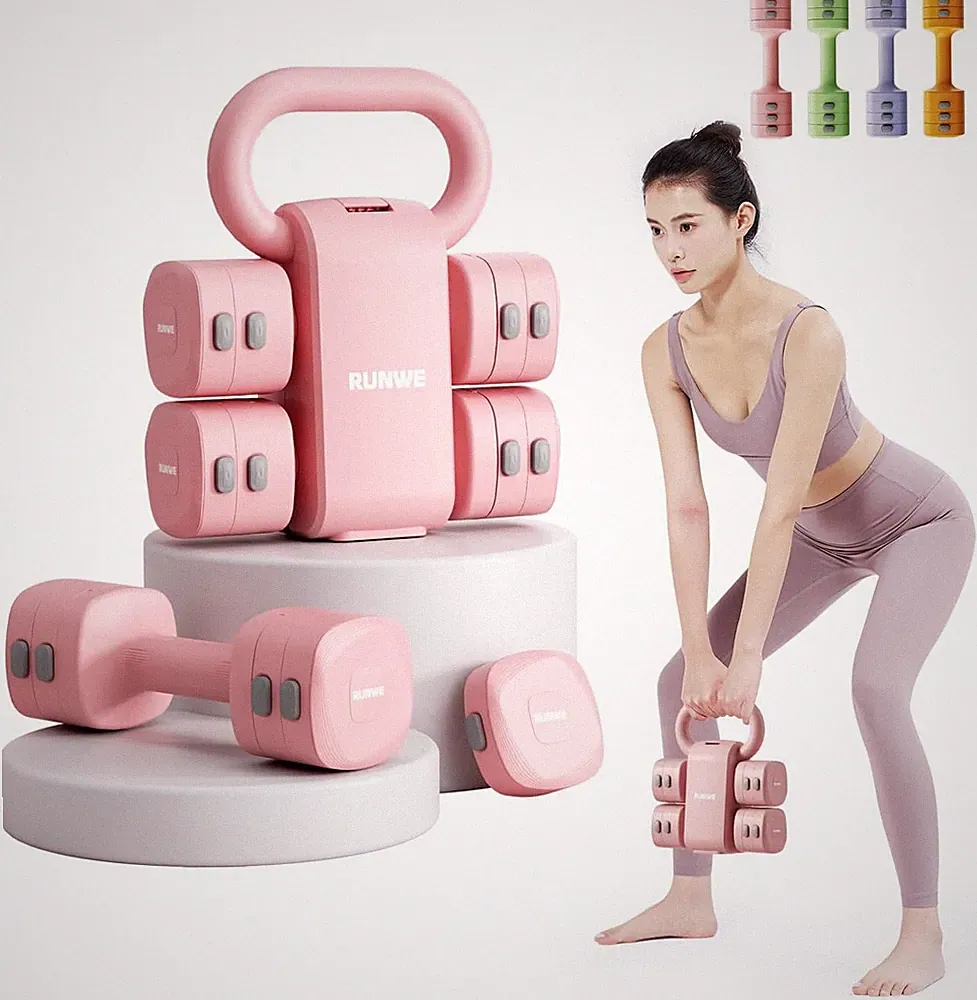 Lightweight Adjustable Dumbbell Kettlebell Set - 4 in 1 Weight Set with