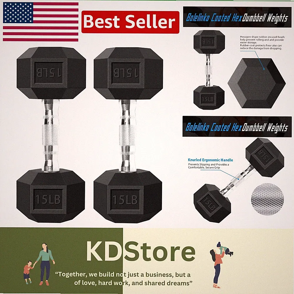 Lightweight and Space-Efficient 15 LB Hex Dumbbells - Perfect for Every Workout