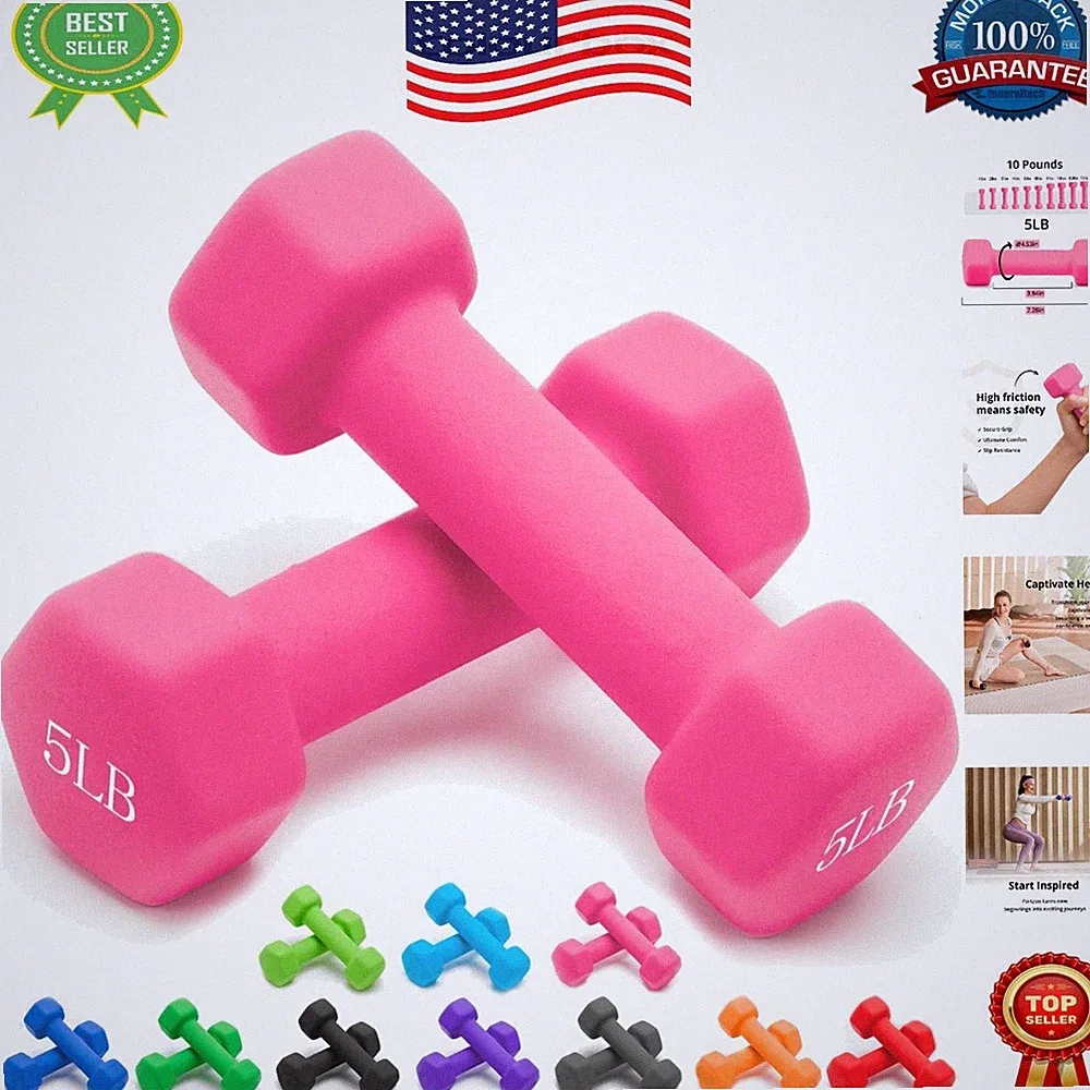 Lightweight Anti-Roll Neoprene Dumbbell Pair – Perfect for Total Body Training