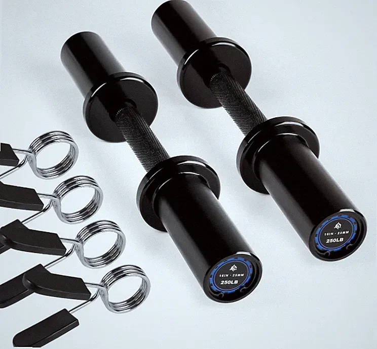 LIONSCOOL 16" Olympic Dumbbell Handles Pair w/ Spring Collars