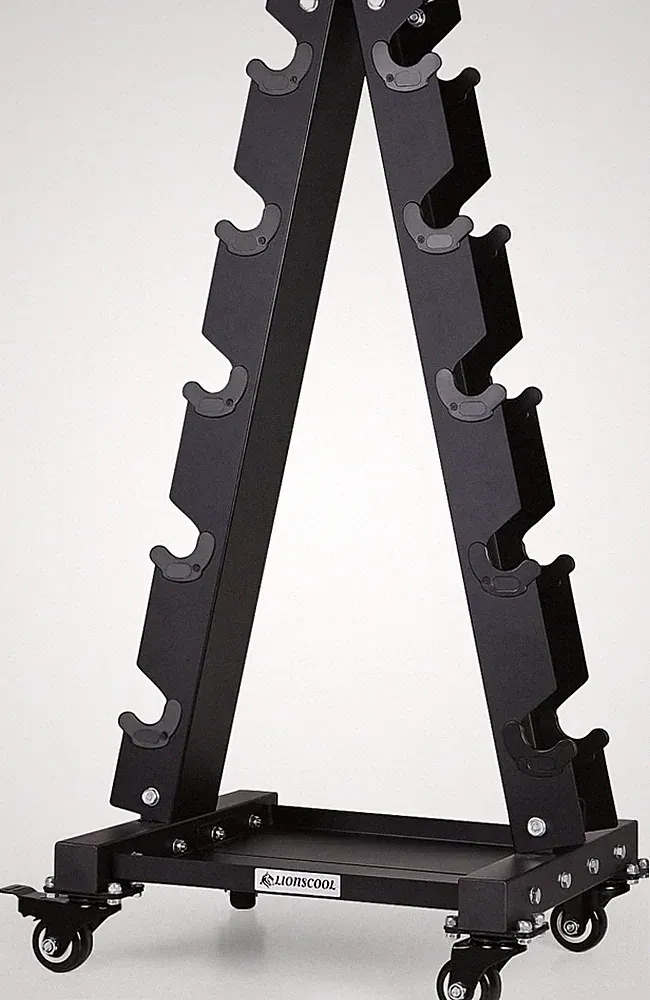 LIONSCOOL Dumbbell Rack Stand Only, A-Frame Rolling Weight Storage and Tray