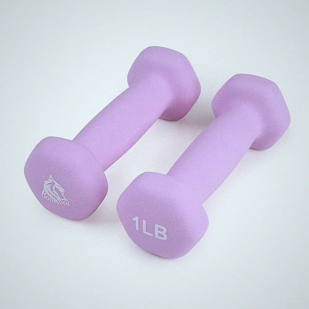 LIONSCOOL Neoprene Coated Dumbbell Weights (Lavender 1lb 1 pound, lavender