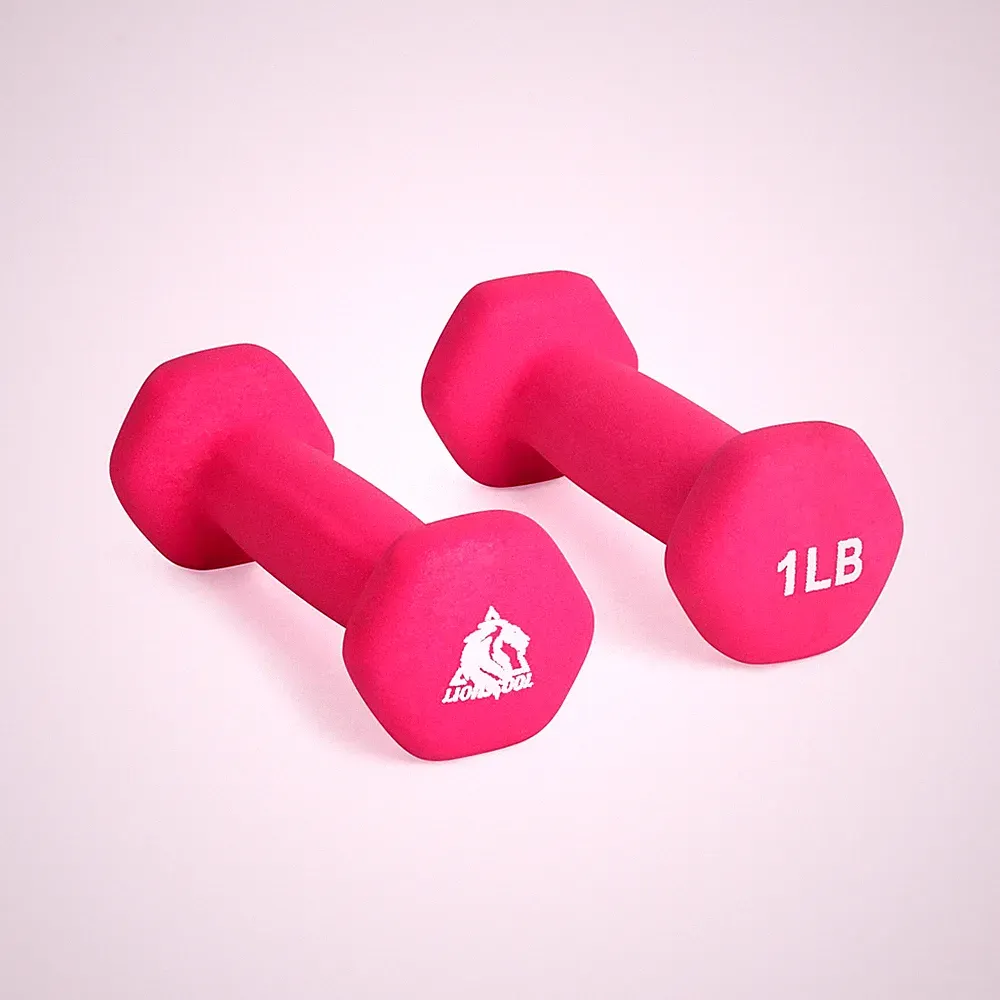 LIONSCOOL Neoprene Coated Dumbbell Weights Rose Pink 1lb Pair