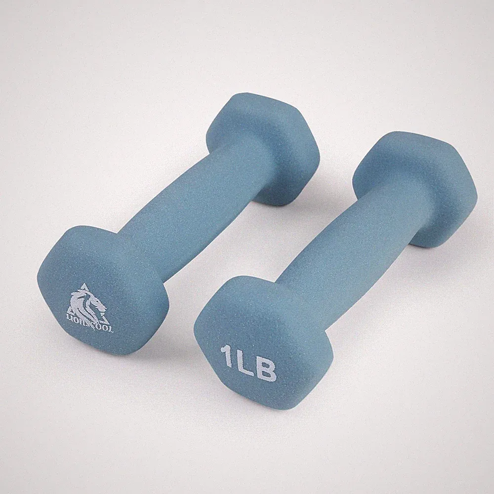 LIONSCOOL Neoprene Coated Dumbbell Weights (Sea 1lb Pair) 1 pound pair