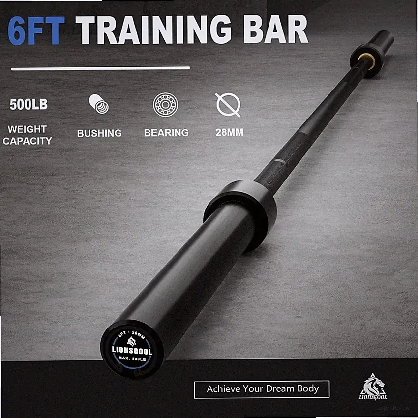 LIONSCOOL Premium 4ft/4.9ft/6ft Barbell for Strength Training