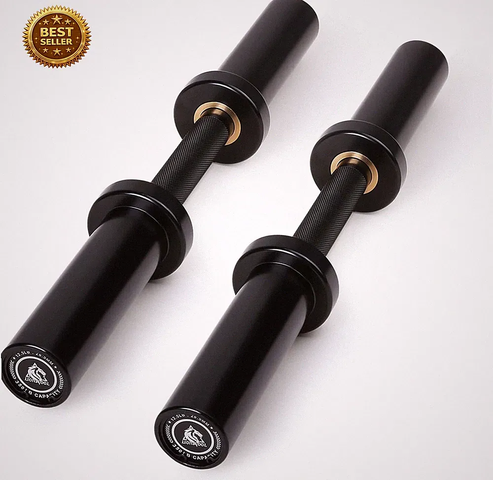 Loadable Olympic Dumbbell Handles Pair 16/20 In 2in Weight Plate Compatible Set