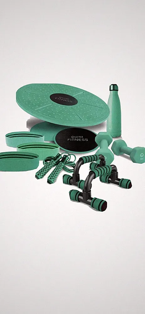 Lomi Fitness Core Full Body Workout Kit Weights Womens 12pc Home Fitness Set NEW