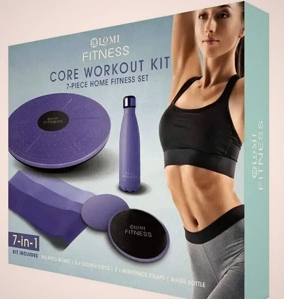 Lomi Fitness Core Workout Kit Seven-Piece Home Fitness Set Balance Board Straps