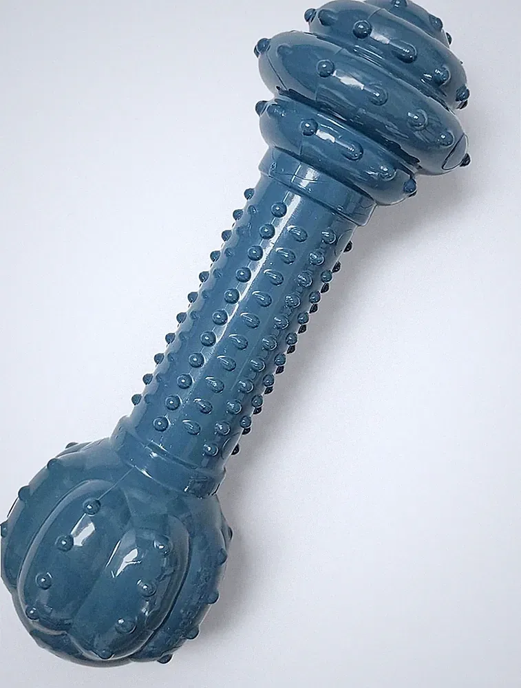 Love Our Oceans Textured Barbell Power Chew Toy for Dogs, Recycled &