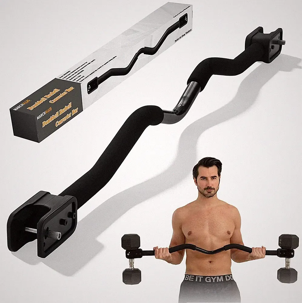 MARCHMARS All-Metal Dumbbell Barbell Converter Bar for Home Gym