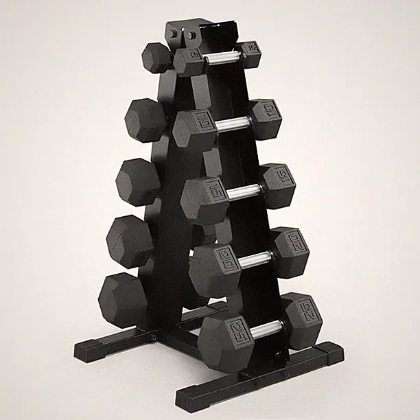 Marcy 150 lb. Rubber Hex Dumbbell Set with Rack