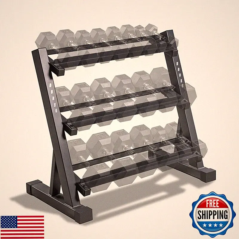 Marcy 3-Tier Dumbbell Rack Multilevel Weight Storage Organizer For Home Gym