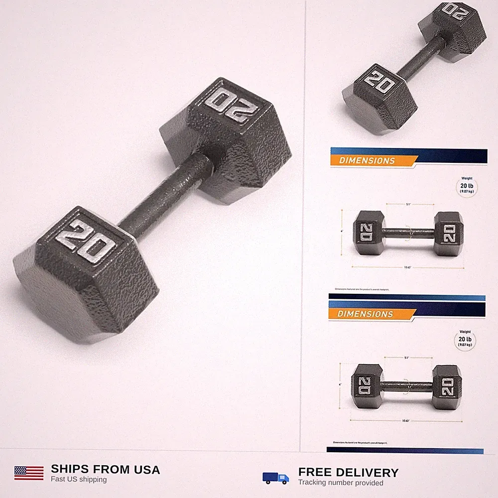 Marcy Cast Iron Hex Dumbbells Collection - Available size from 3-lb to 100-lb...