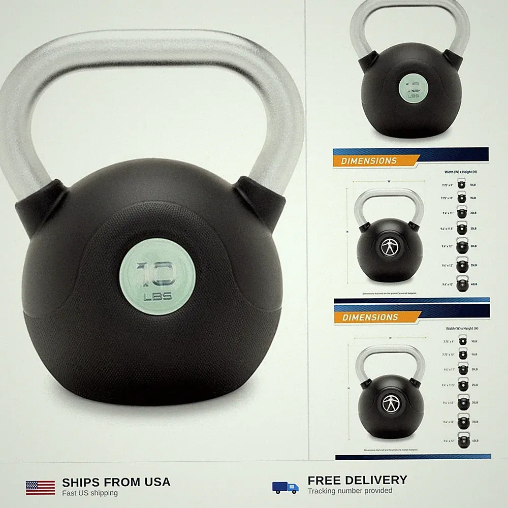 Marcy Commercial Grade PU Coated Kettlebell – 10 to 40 LB Single Weights with...