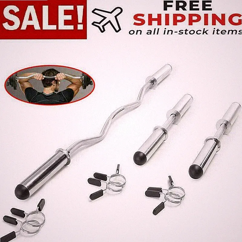 Marcy Olympic Hollow Bar Kit Chrome Curl Bar Dumbbell Handles and Spring Collars