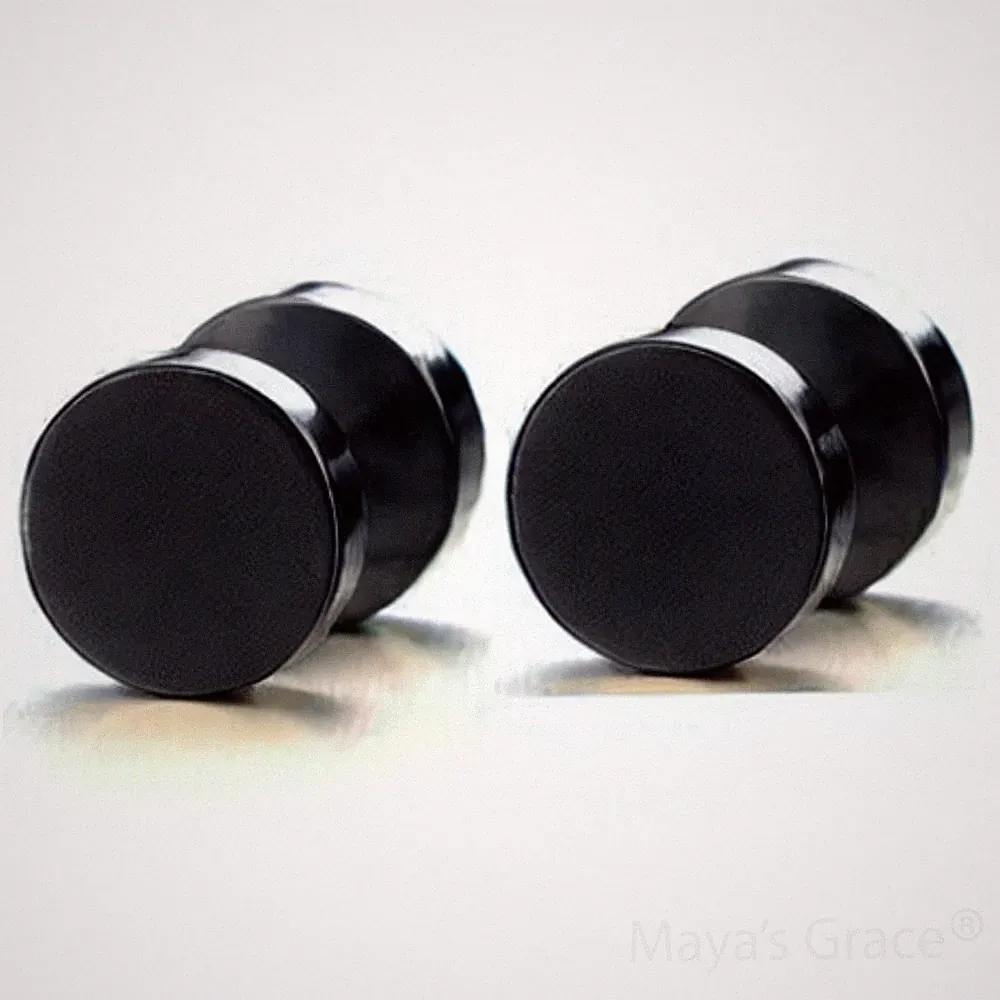 Maya's Grace Round Barbell Dumbbell Flat Back Disc Stud Earrings Unisex