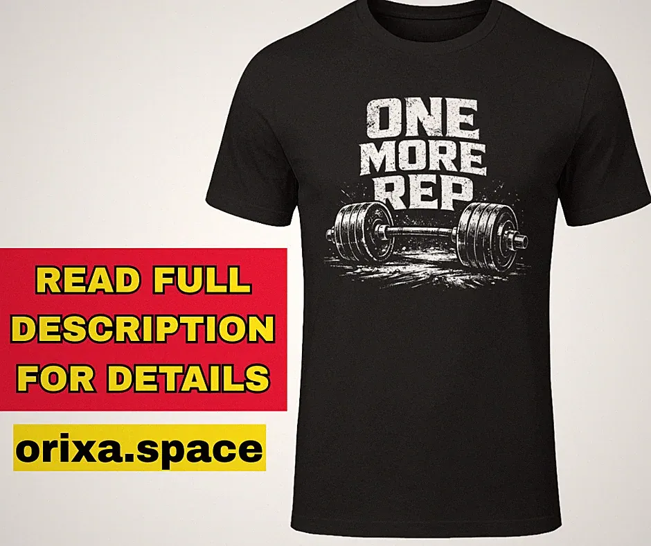 Men's Funny Gym Workout T-Shirt - "ONE MORE REP" Weightlifting & Dumbbell Print
